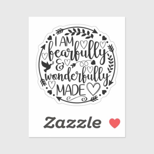 Psalm 39 Wonderfully Made Christian Scripture Sticker (Vel)