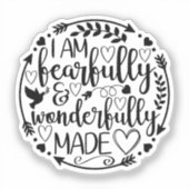 Psalm 39 Wonderfully Made Christian Scripture Sticker (Voorkant)
