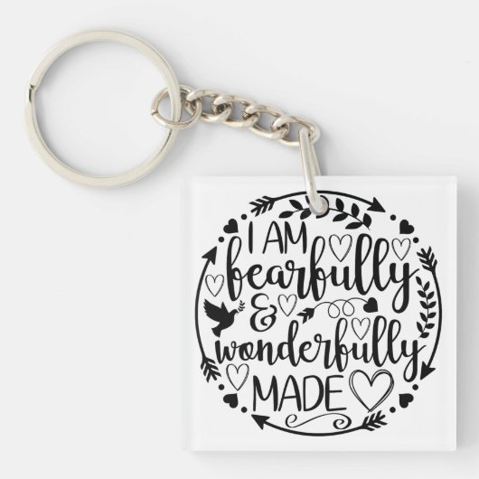 Psalm 39 Wonderlijk Geschapen Christelijke Schrift Sleutelhanger (voorkant)
