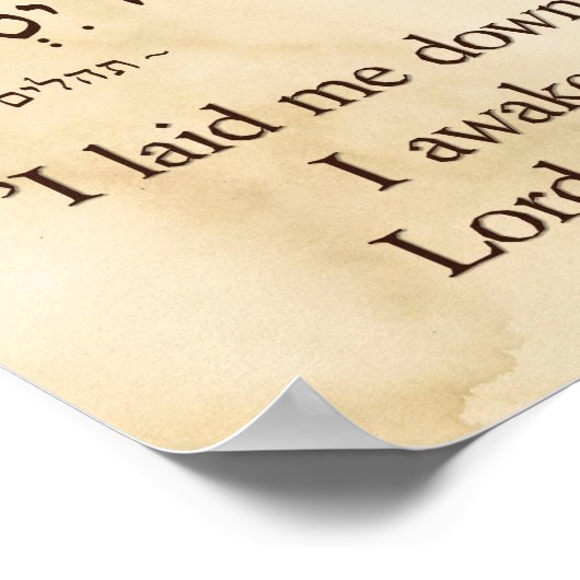 Psalm 3 : 5 in het Hebreeuws en het Engels Poster (Hoek)