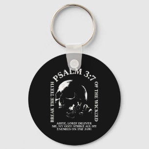 Psalm 3_7 vintage schedel christelijke religieuze sleutelhanger