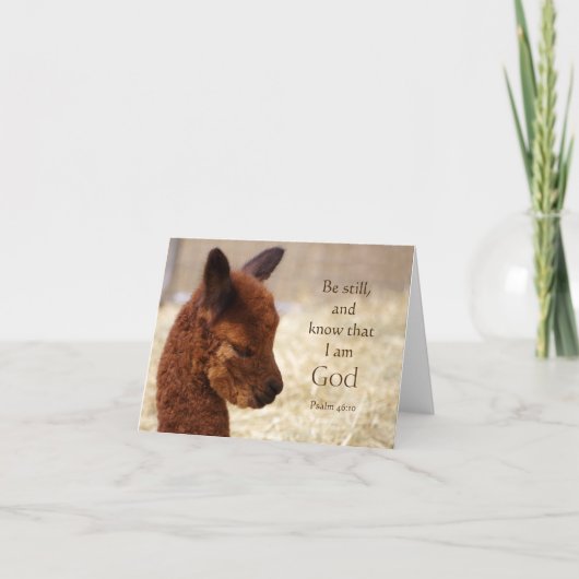 Psalm 46:10 Alpaca Note Card Kaart (Voorkant)