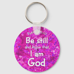 Psalm 46:10 Be & ken roze Bijbelprijsopgave Sleutelhanger