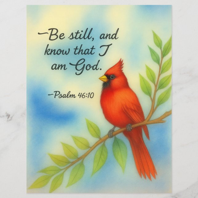 Psalm 46:10 Be Still Red Cardinal Scripture Nature (Voorkant)