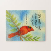 Psalm 46:10 Be Still Red Cardinal Scripture Nature Legpuzzel (Horizontaal)