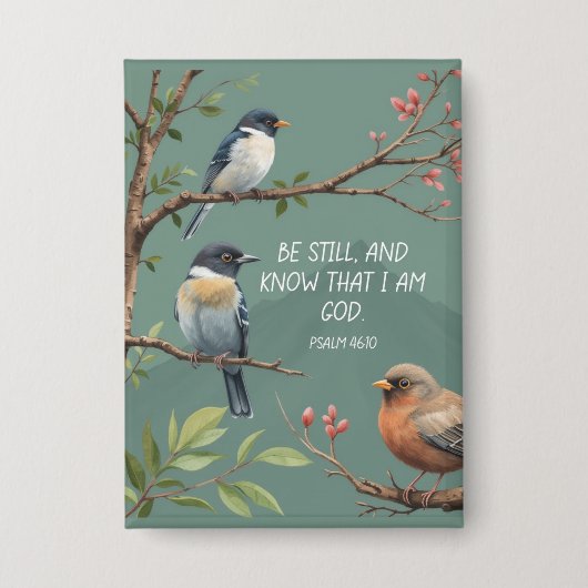 Psalm 46:10 Bijbeltekst afbeelding Button (Voorkant)