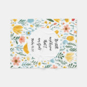 Psalm 46:10 Floral Fleece Blanket (Voorkant (Horizontaal))