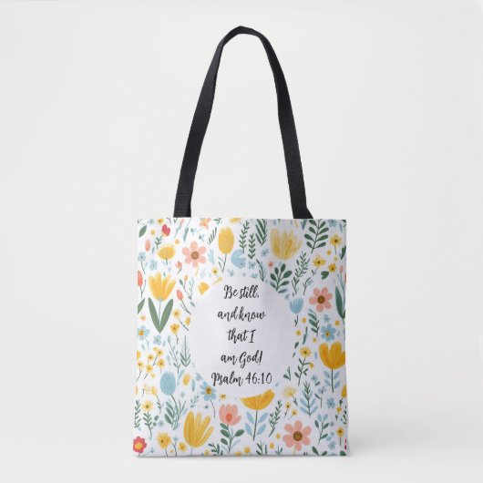 Psalm 46:10 Floral Tote Bag (Voorkant)