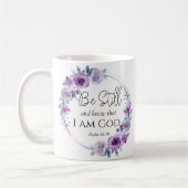 Psalm 46:10 Wees stil en ken de Paarse bloemen van Koffiemok (Links)