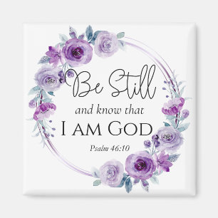 Psalm 46:10 Wees stil en ken de Paarse bloemen van Magneet