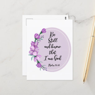 Psalm 46:10 Wees stil en ken de Paarse Bloesems Briefkaart