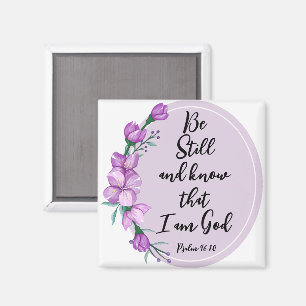 Psalm 46:10 Wees stil en ken de Paarse Bloesems Magneet