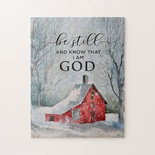 Psalm 46:10 Wees stil en weet dat ik de wintersnee Legpuzzel (Verticaal)