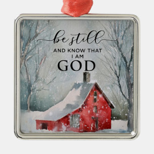 Psalm 46:10 Wees stil en weet dat ik de wintersnee Metalen Ornament
