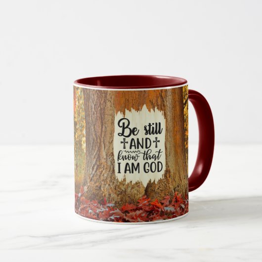 Psalm 46:10 Wees stil en weet dat ik God herfst be Mok (Voorkant rechts)