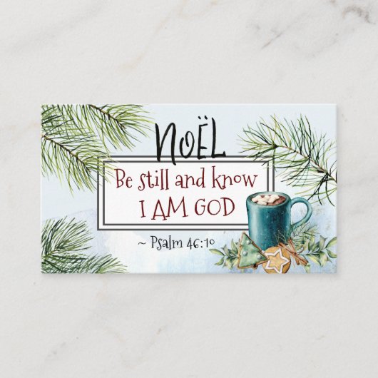 Psalm 46:10 Wees stil en weet dat ik God Kerstmis  Visitekaartje (Voorkant)