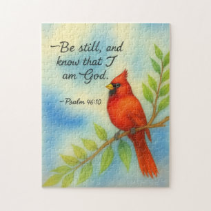 Psalm 46:10 Wees stil Rode Kardinaal Schriftuur Na Legpuzzel