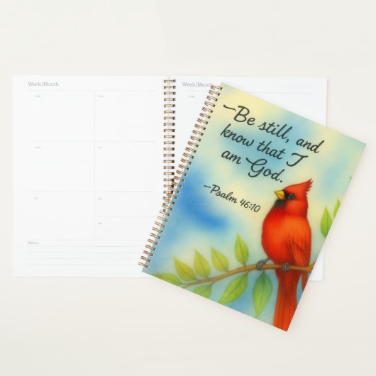 Psalm 46:10 Wees Stil Rode Kardinaal Schriftuur Na Planner (Display)