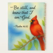 Psalm 46:10 Wees Stil Rode Kardinaal Schriftuur Na Planner (Achterkant)