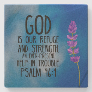 Psalm 46:1 Christelijke Bijbelvers Kunst Stenen Onderzetter
