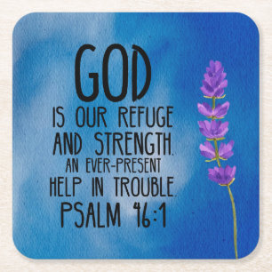 Psalm 46:1 Christelijke Bijbelvers Kunst Vierkante Kartonnen Onderzetter