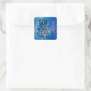 Psalm 46:1 Christelijke Bijbelvers Kunst Vierkante Sticker