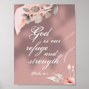 Psalm 46:1 God is onze Bijbel Vluchtel en Sterkte Poster
