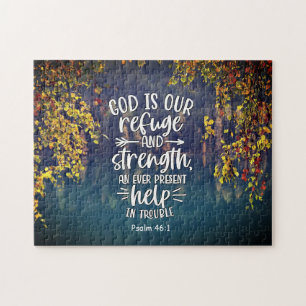 Psalm 46:1 God is onze schuilplaats en kracht Legpuzzel