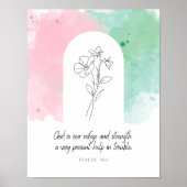 Psalm 46:1 Omhulde Bloemenmuur Art Poster (Voorkant)