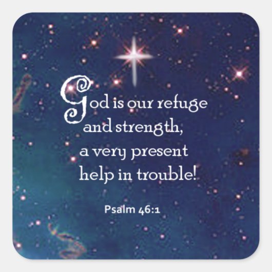 Psalm 46:1 vierkante sticker (Voorkant)