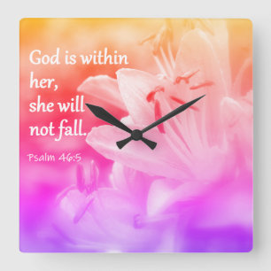 Psalm 46:5 Clock Vierkante Klok