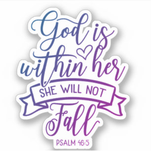 Psalm 46:5 "God is binnen haar prachtige Waterverf Sticker