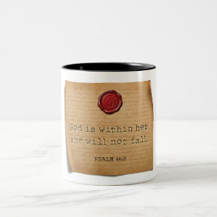 PSALM 46:5 - Koffiemok Tweekleurige Koffiemok