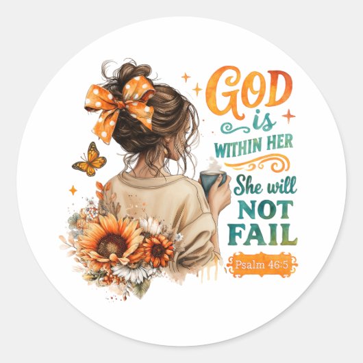 Psalm 46:5 ronde sticker (Voorkant)