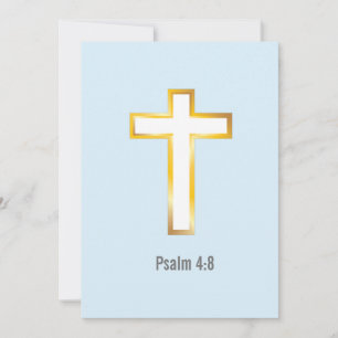 Psalm 4:8 Bijbel Verse met Gold Foil Cross-Kaart