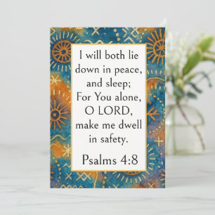 Psalm 4:8 Bijbelvers, Afrobohemian Adire Stof Kaart