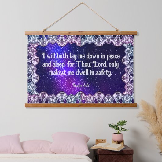 Psalm 4:8 hangend wandkleed (Slaapkamer)