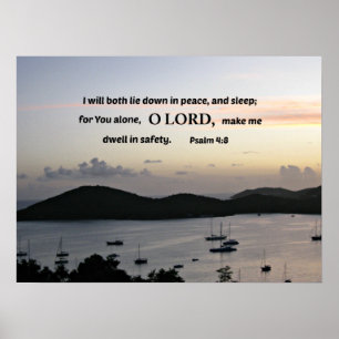 Psalm 4:8 Ik zal allebei in vrede liggen.... Poster