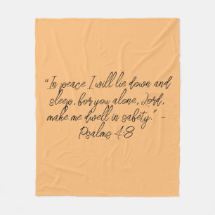 Psalm 4:8 Liggen en slapen Bijbelvers Christelijk Fleece Deken
