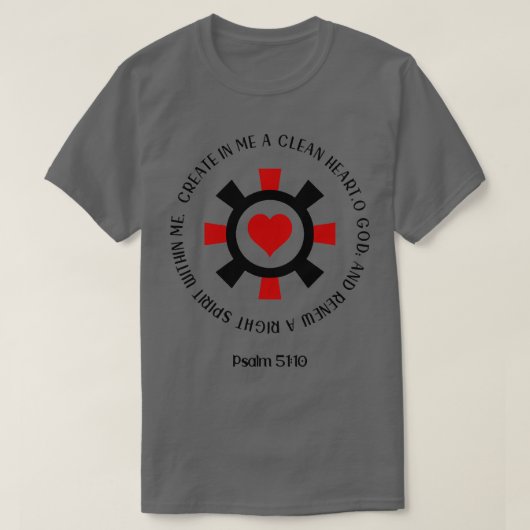 Psalm 5110 Creëer in mij een schoon hart T-shirt (Design voorkant)