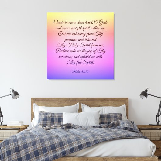 Psalm 51:10-12 Canvas Print (Insitu (Slaapkamer))