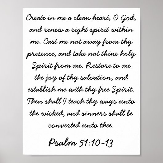 Psalm 51:10-13 poster (Voorkant)