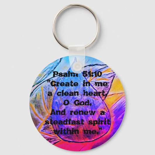 Psalm 51:10 - Bijbelscripts - Geef me een nieuwe v Sleutelhanger (Voorkant)