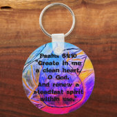 Psalm 51:10 - Bijbelscripts - Geef me een nieuwe v Sleutelhanger (Voorkant)