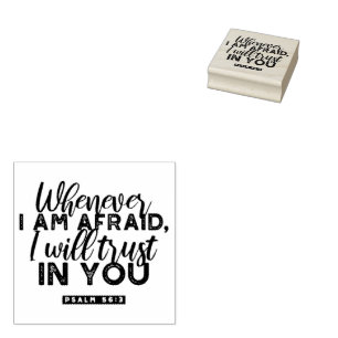 Psalm 56:3 Bijbelvers Kunst "Ik zal op U vertrouwe Rubberstempel