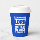 Psalm 5:3 Heer U hoort mijn Bijbelversie Papieren Bekers (Achterkant)
