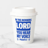 Psalm 5:3 Heer U hoort mijn Bijbelversie Papieren Bekers (Voorkant)