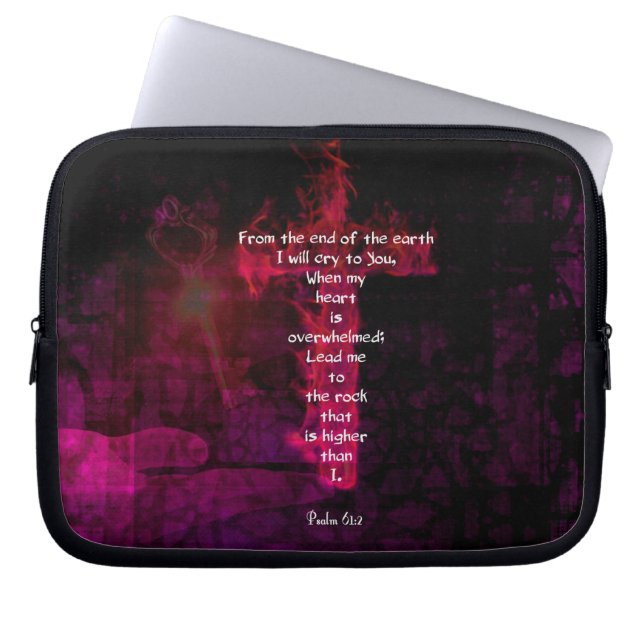 Psalm 61:2 Bijbelverse Inspirerend prijsopgave Laptop Sleeve (Voorkant)