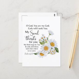 Psalm 63:1 Bijbeltekst Kamille bloemen Briefkaart