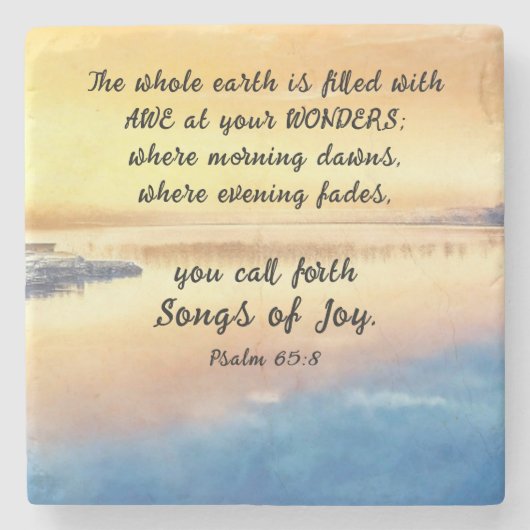 Psalm 65:8 U roept Liederen van Vreugde Bijbel Ver Stenen Onderzetter (Voorkant)